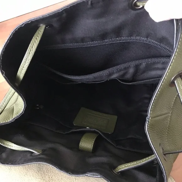 Coach Hudson Leather Backpack, Olive Green, F36811 - Picture 11 of 16
